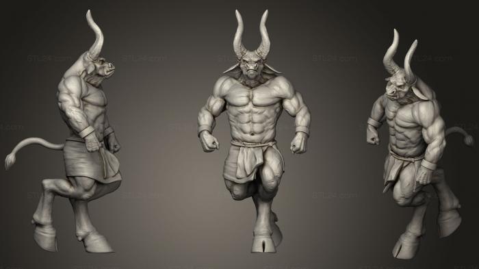 Статуэтки герои, монстры и демоны (Лепить Минотавра, STKM_0972) 3D модель для ЧПУ станка